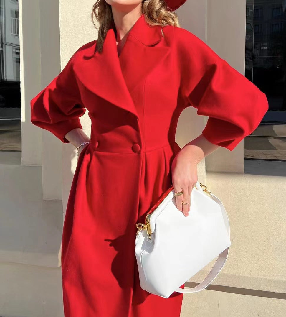 Women’s Long Trench Coat With Classic Lapel Detail