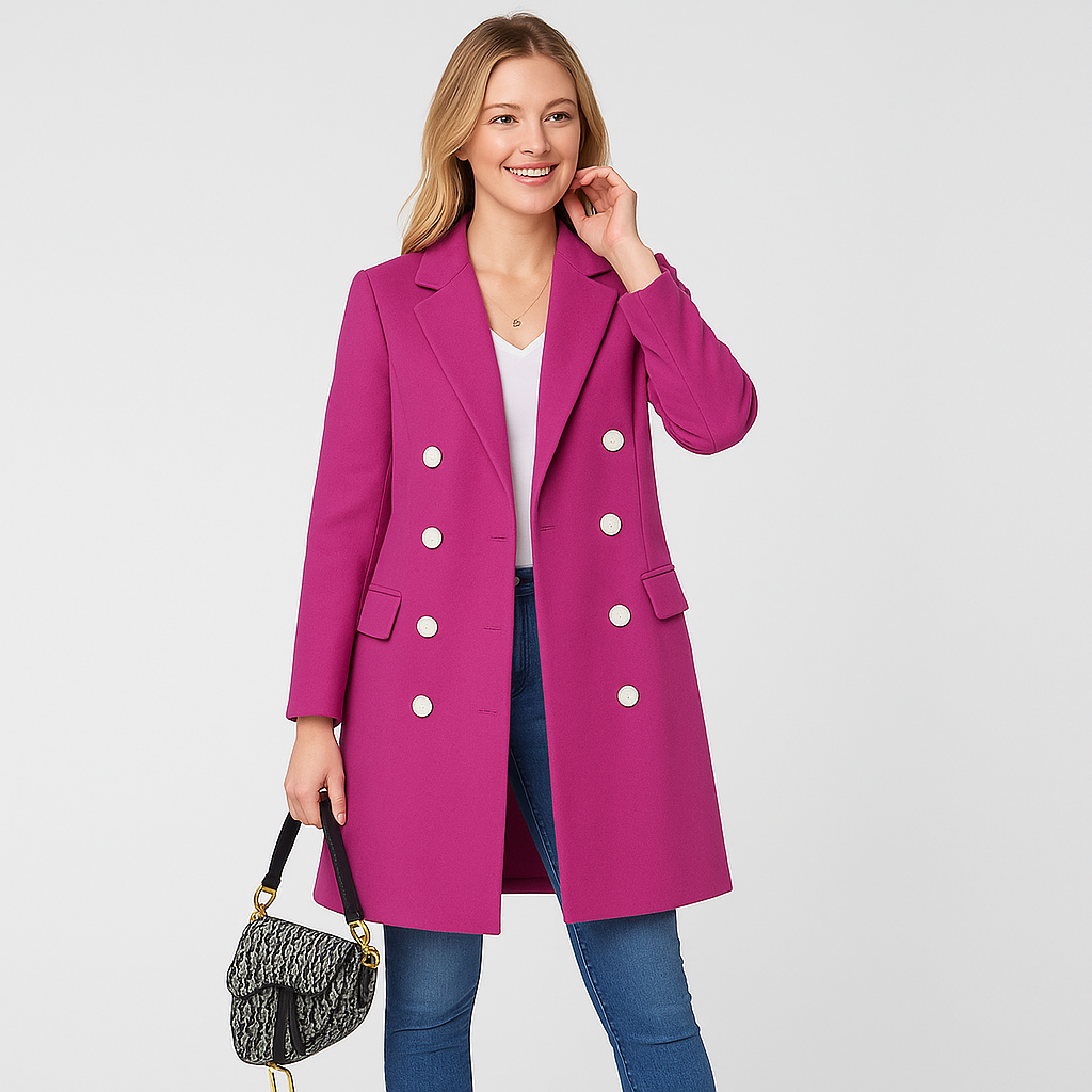 Women’s Longline Coat with Collar and Button Front