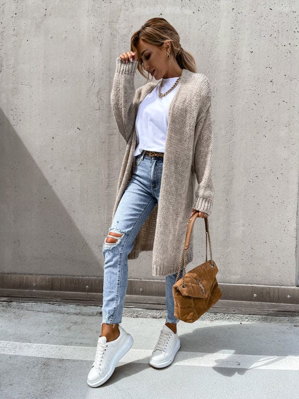 Women’s Open-Front Buttoned Cardigan