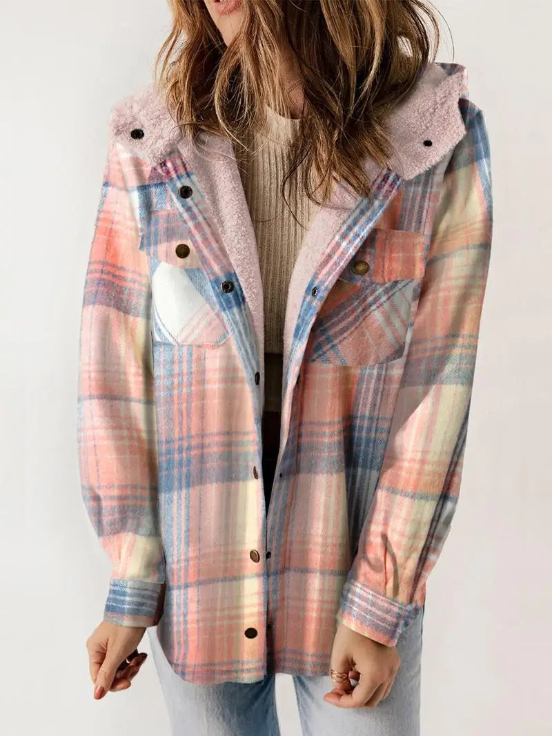 Women’s Plaid Jacket with Hooded Lining