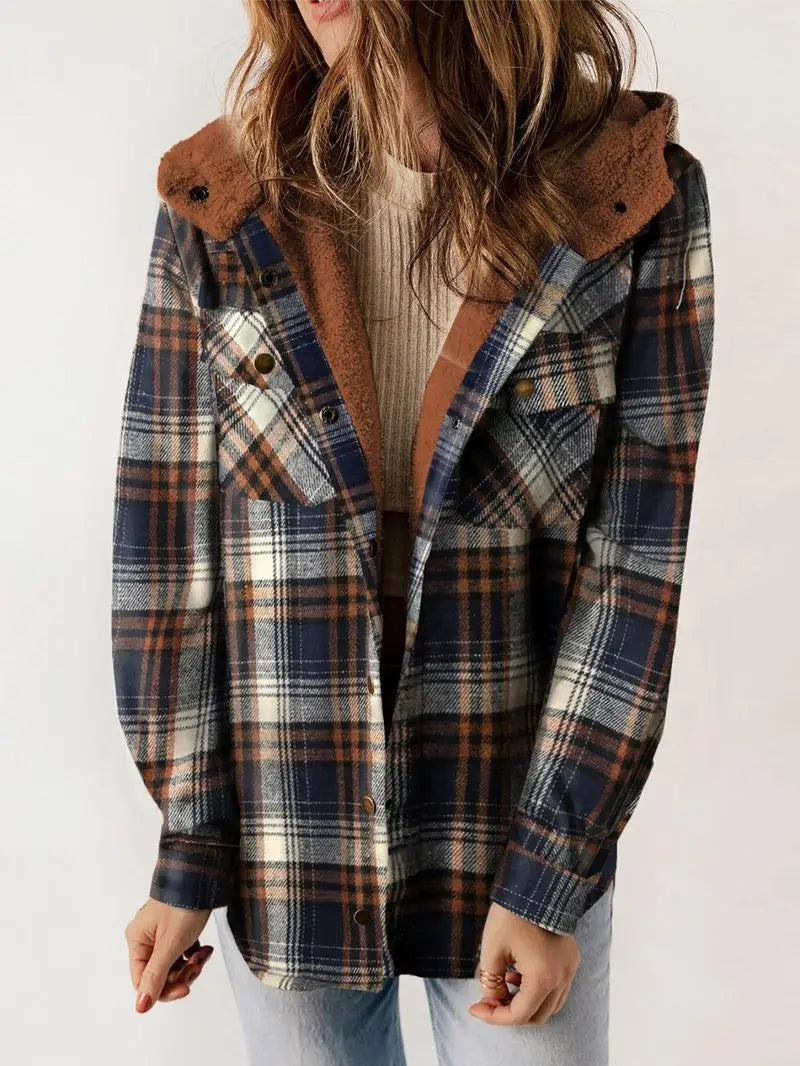 Women’s Plaid Jacket with Hooded Lining