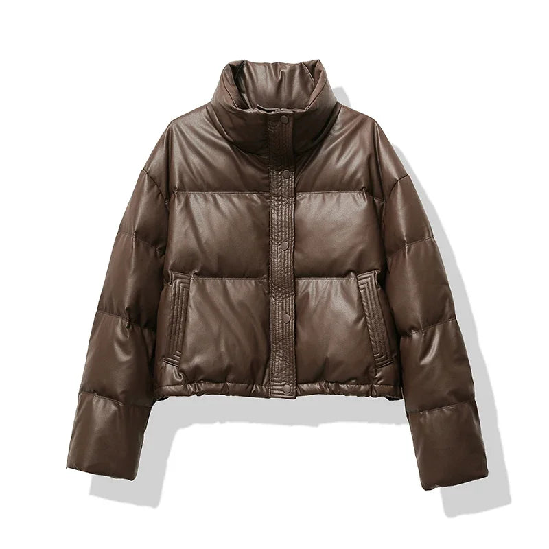Women’s Puffer Jacket with Mock Neck