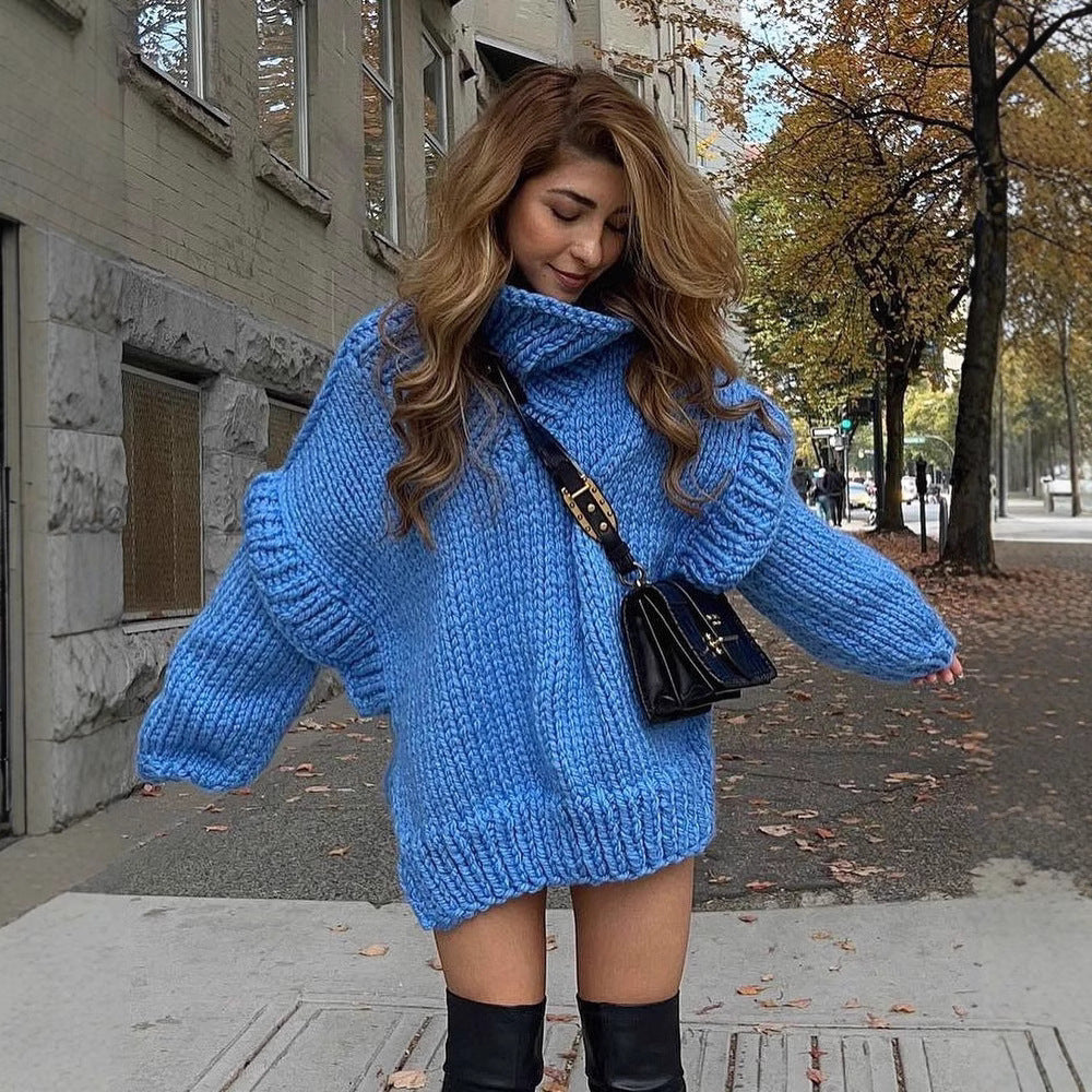 Women’s Pullover Jumper With Turtleneck And Ribbed Cuffs