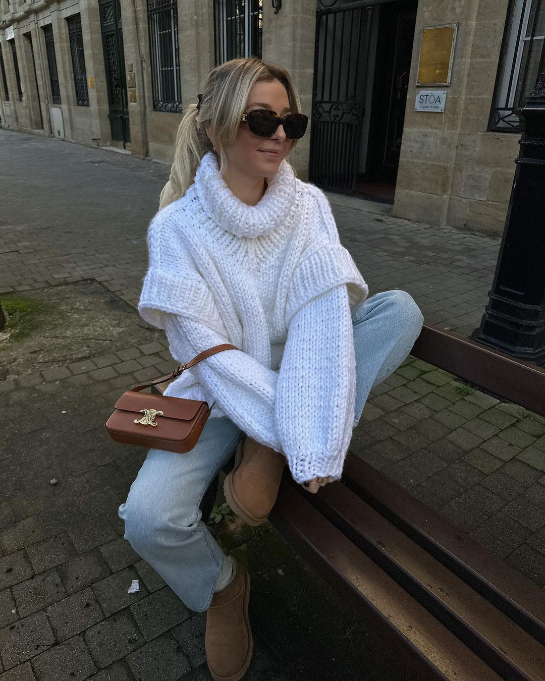 Women’s Pullover Jumper With Turtleneck And Ribbed Cuffs