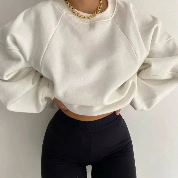 Women’s Pullover Sweater With Loose Fit And Balloon Sleeves