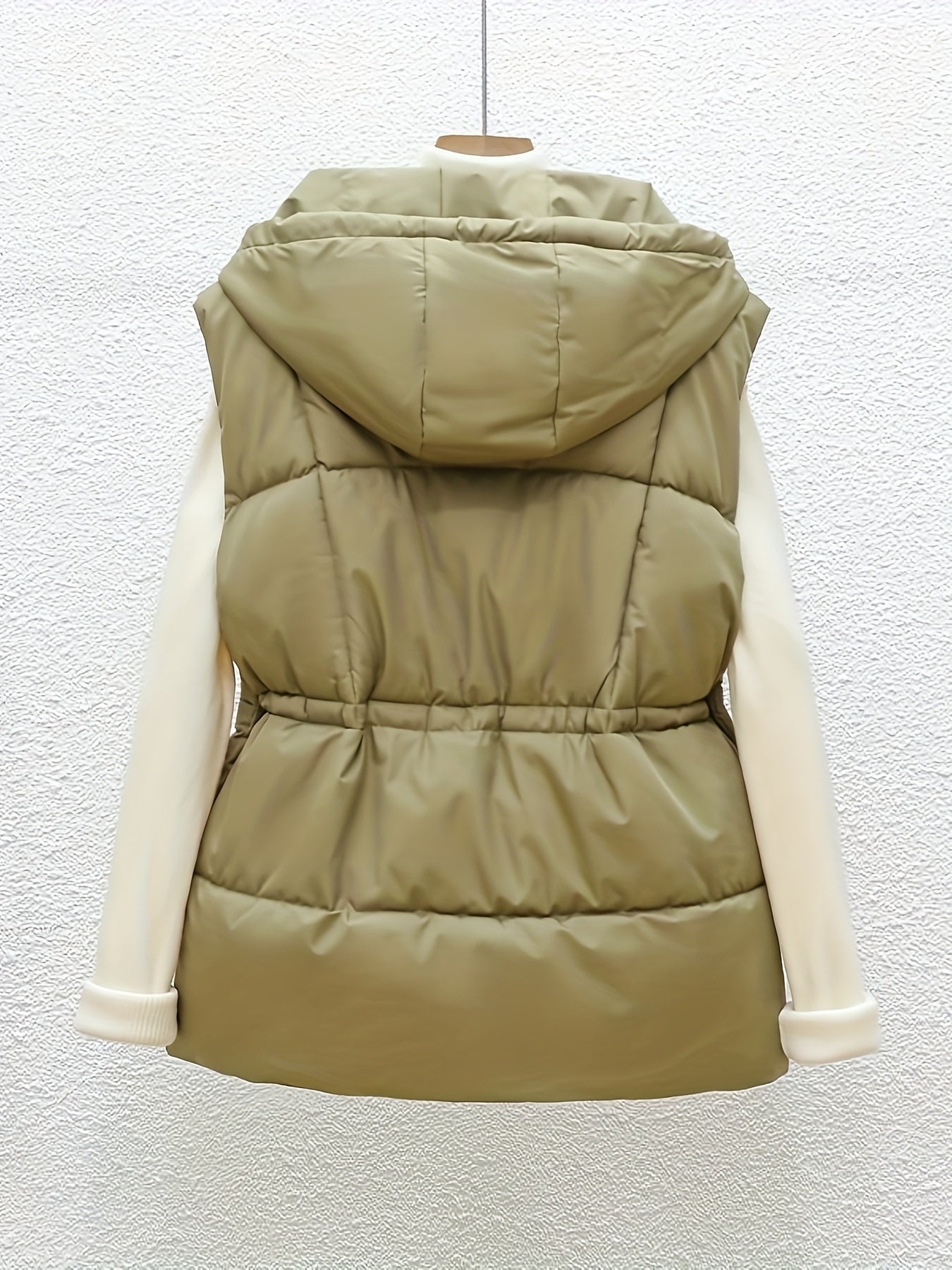 Women’s Quilted Hooded Vest with Drawstring Waist