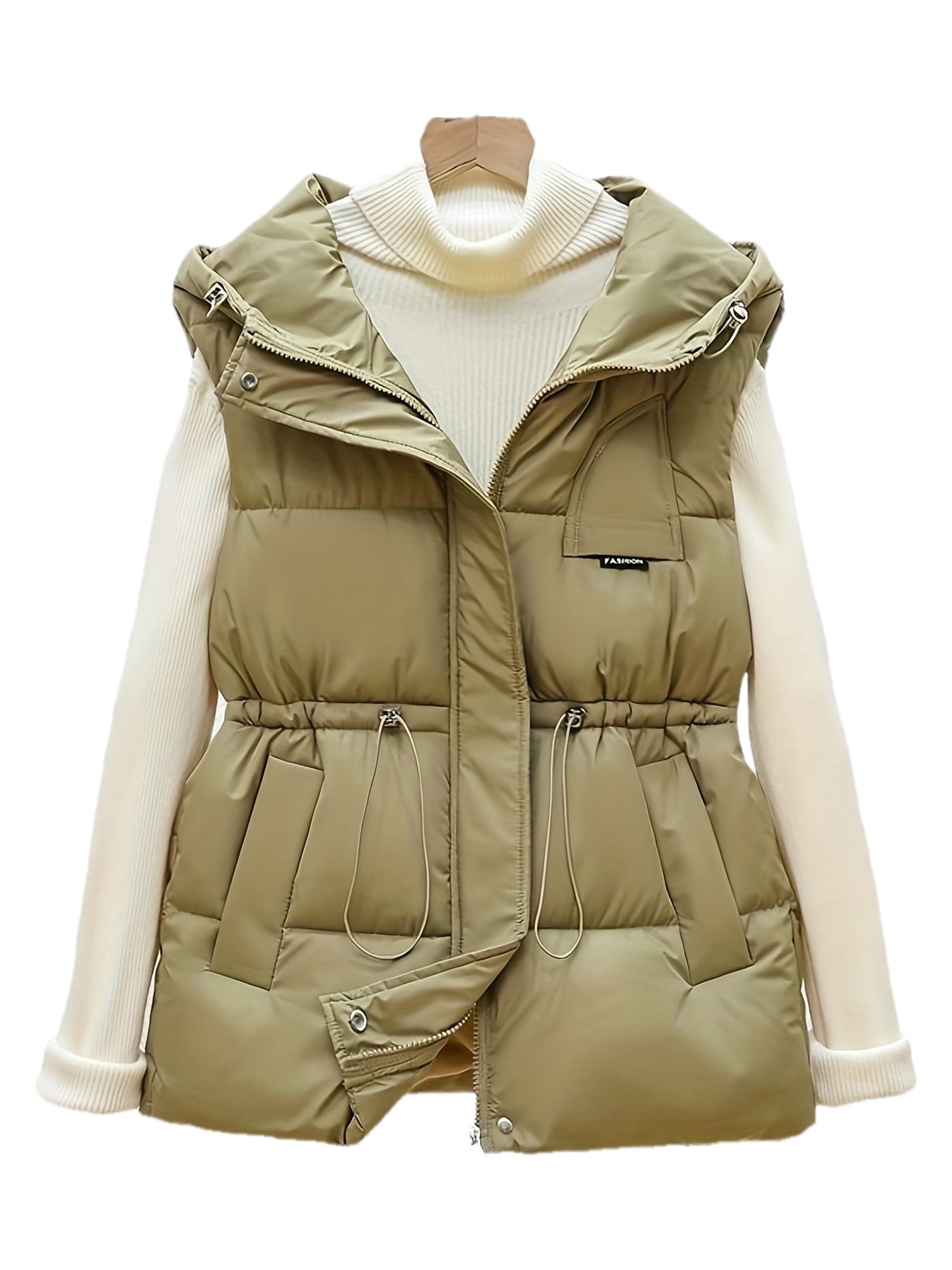 Women’s Quilted Hooded Vest with Drawstring Waist