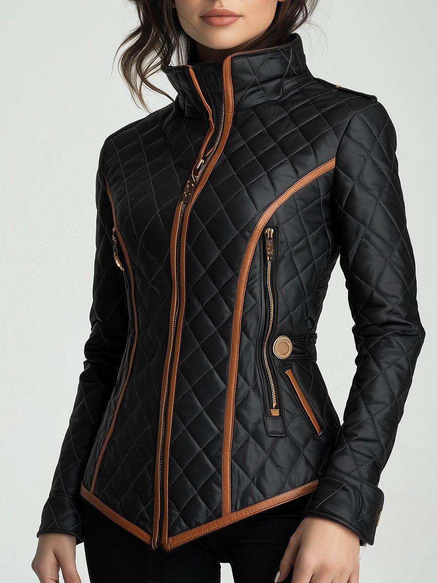 Women’s Quilted Jacket With Stand Collar