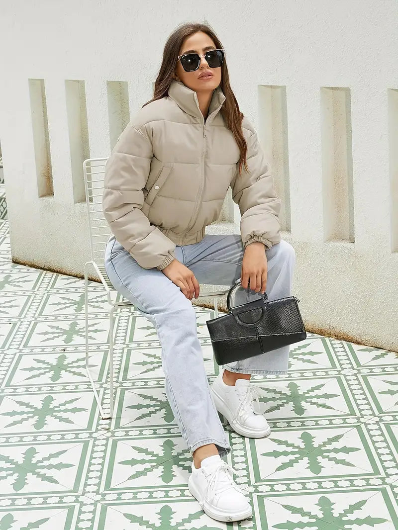 Women’s Short Puffer Bomber Jacket