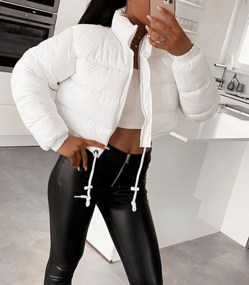 Women’s Short Puffer Jacket with Drawstring