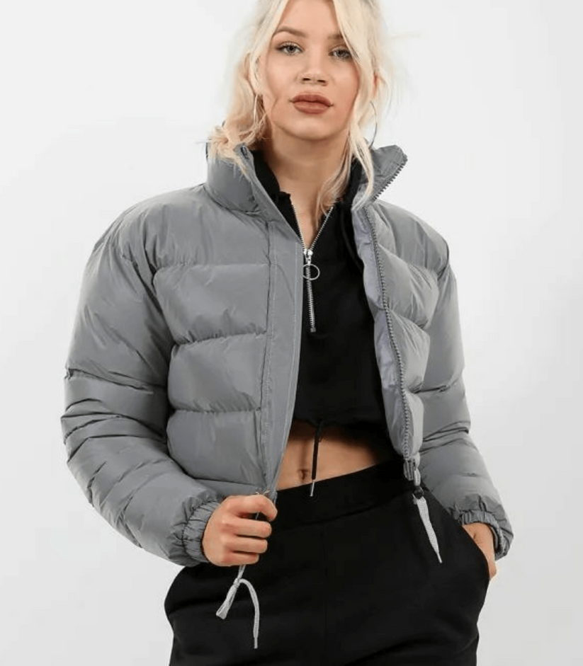Women’s Short Puffer Jacket with Drawstring