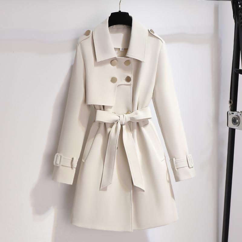 Women's Short Trench Coat with Waist Belt