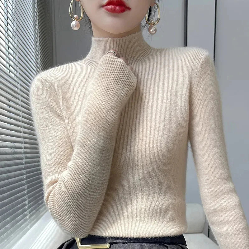 Women’s Sleeve Sweater with Half Turtleneck