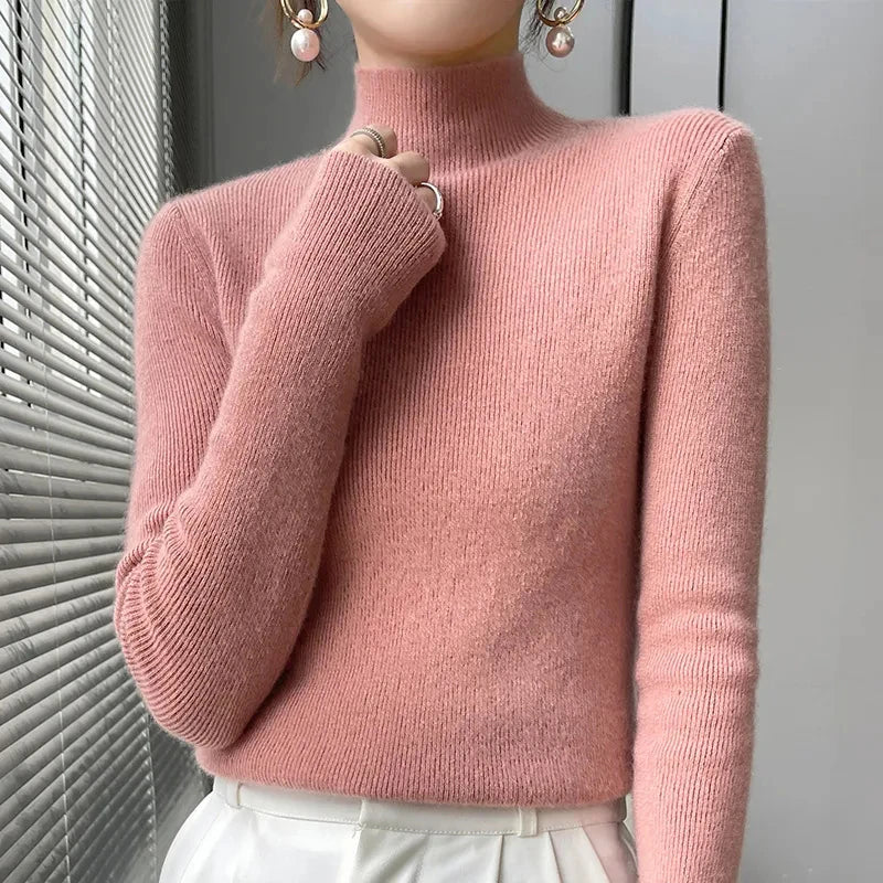 Women’s Sleeve Sweater with Half Turtleneck