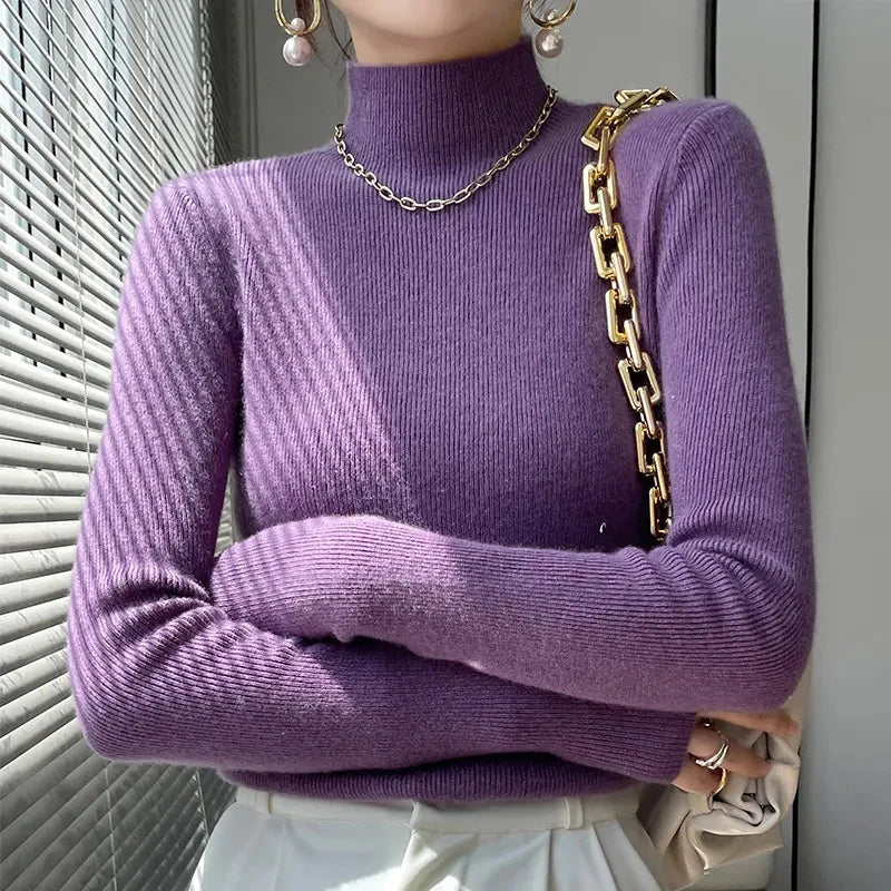 Women’s Sleeve Sweater with Half Turtleneck