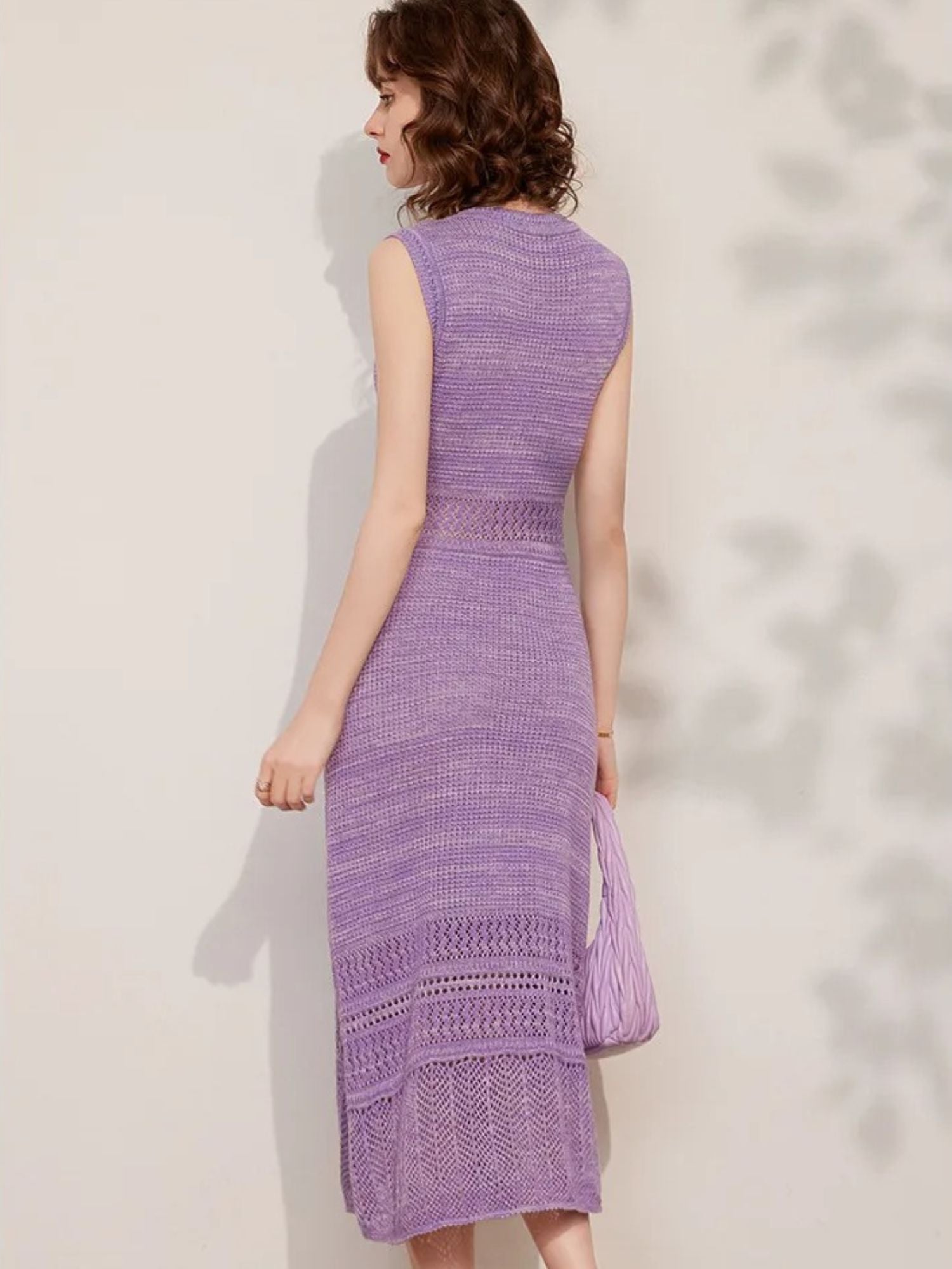 Women’s Sleeveless A-Line Midi Dress with Round Neck