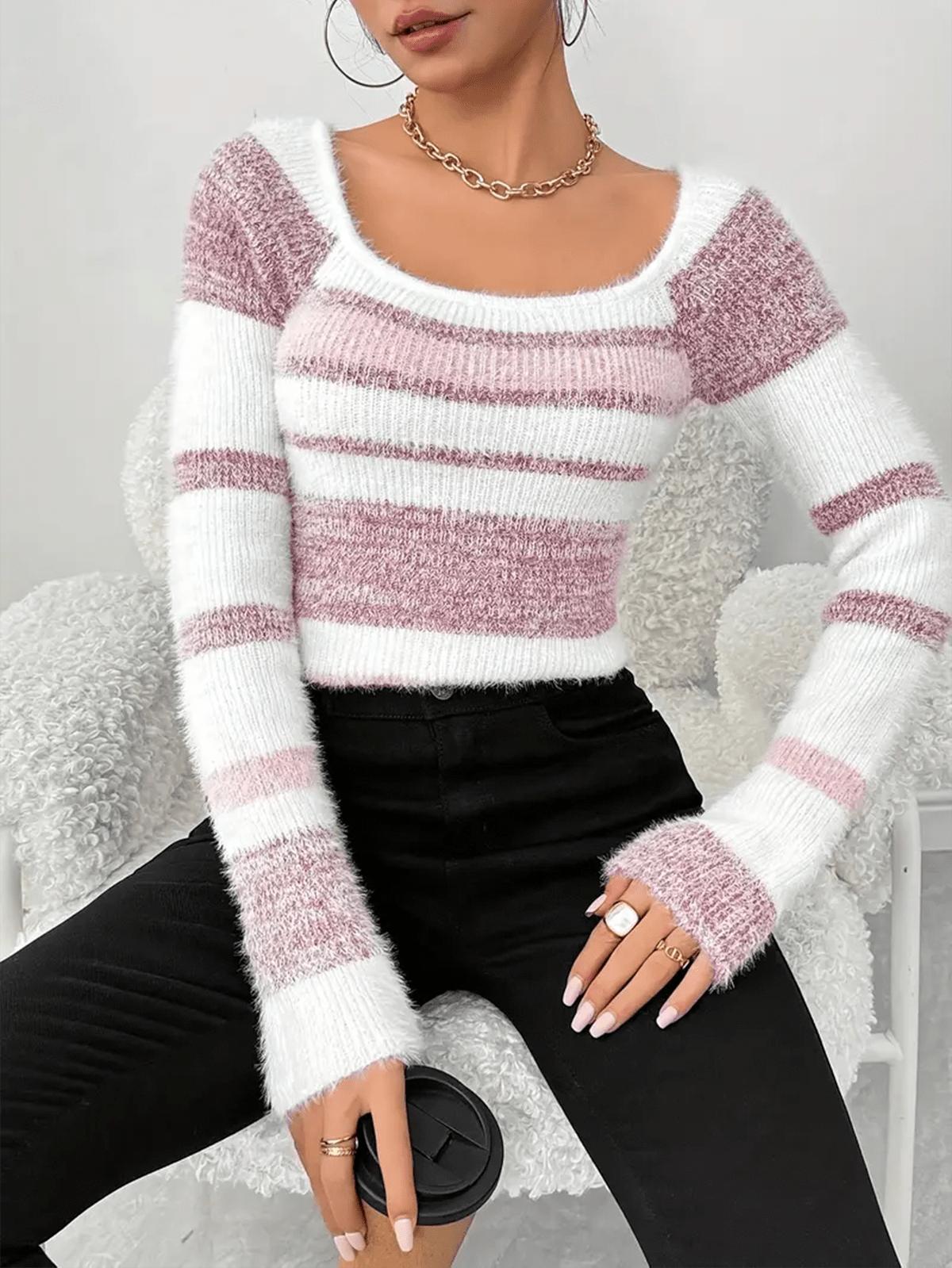 Women’s Slim Fit Striped Knit Sweater
