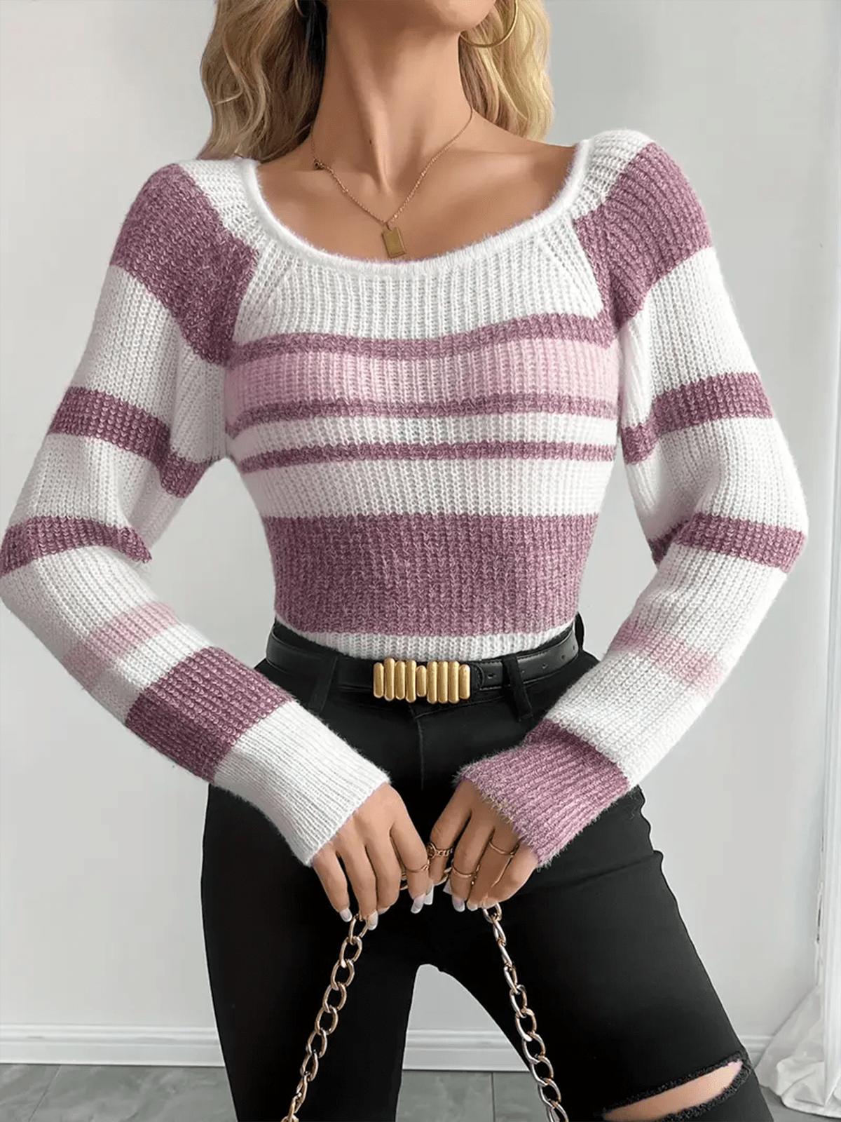 Women’s Slim Fit Striped Knit Sweater