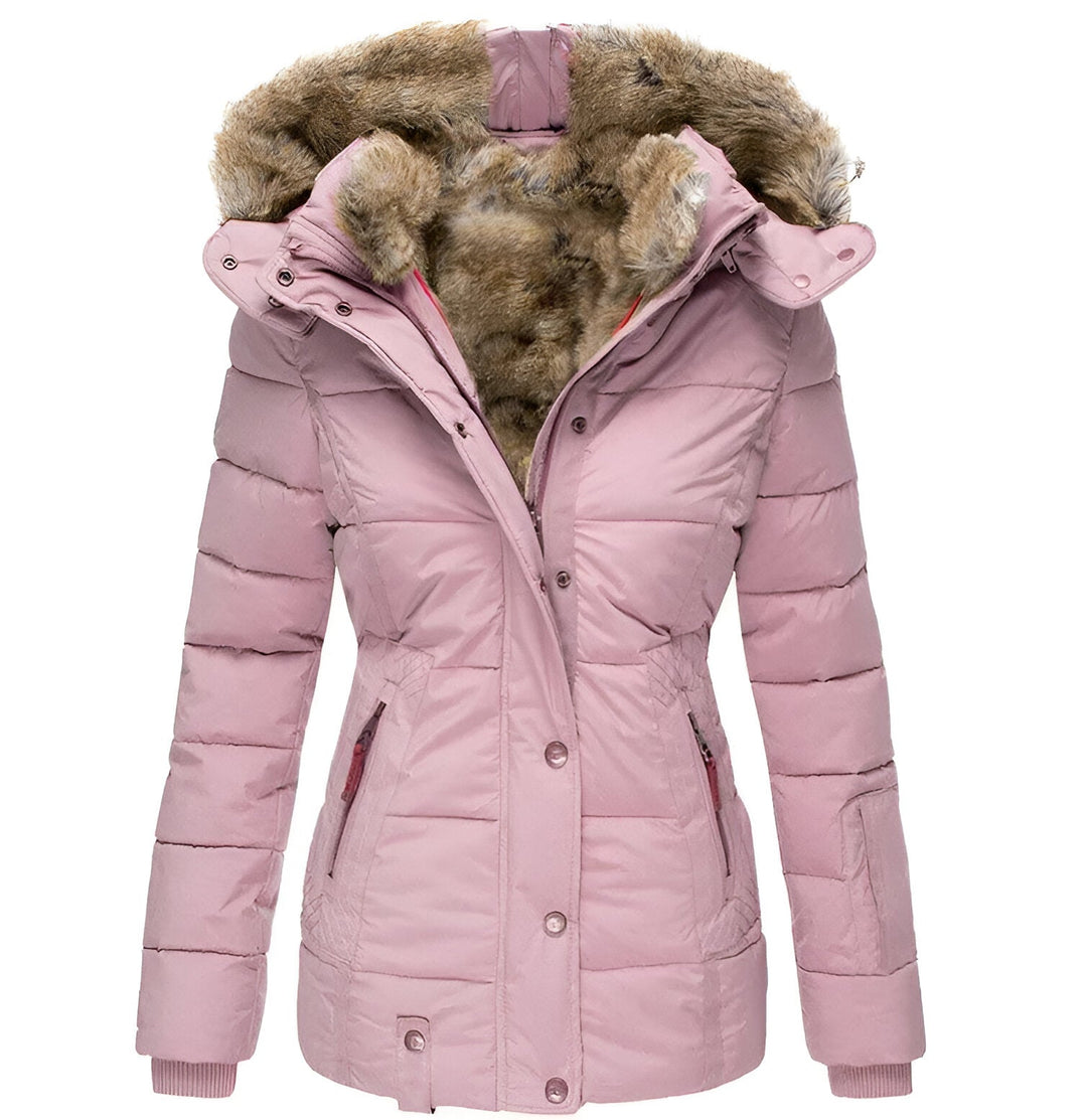 Women’s Slim Fit Winter Puffer Jacket with Removable Hood