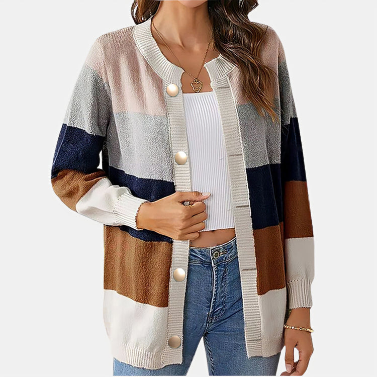 Women's Striped Long Cardigan