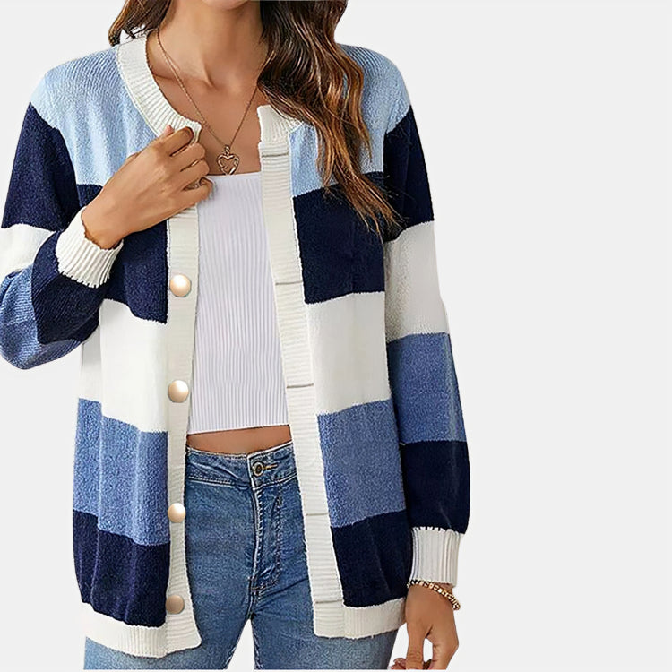 Women's Striped Long Cardigan