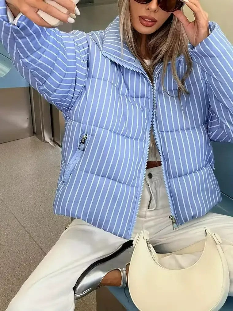 Women's Striped Puffer Jacket 2