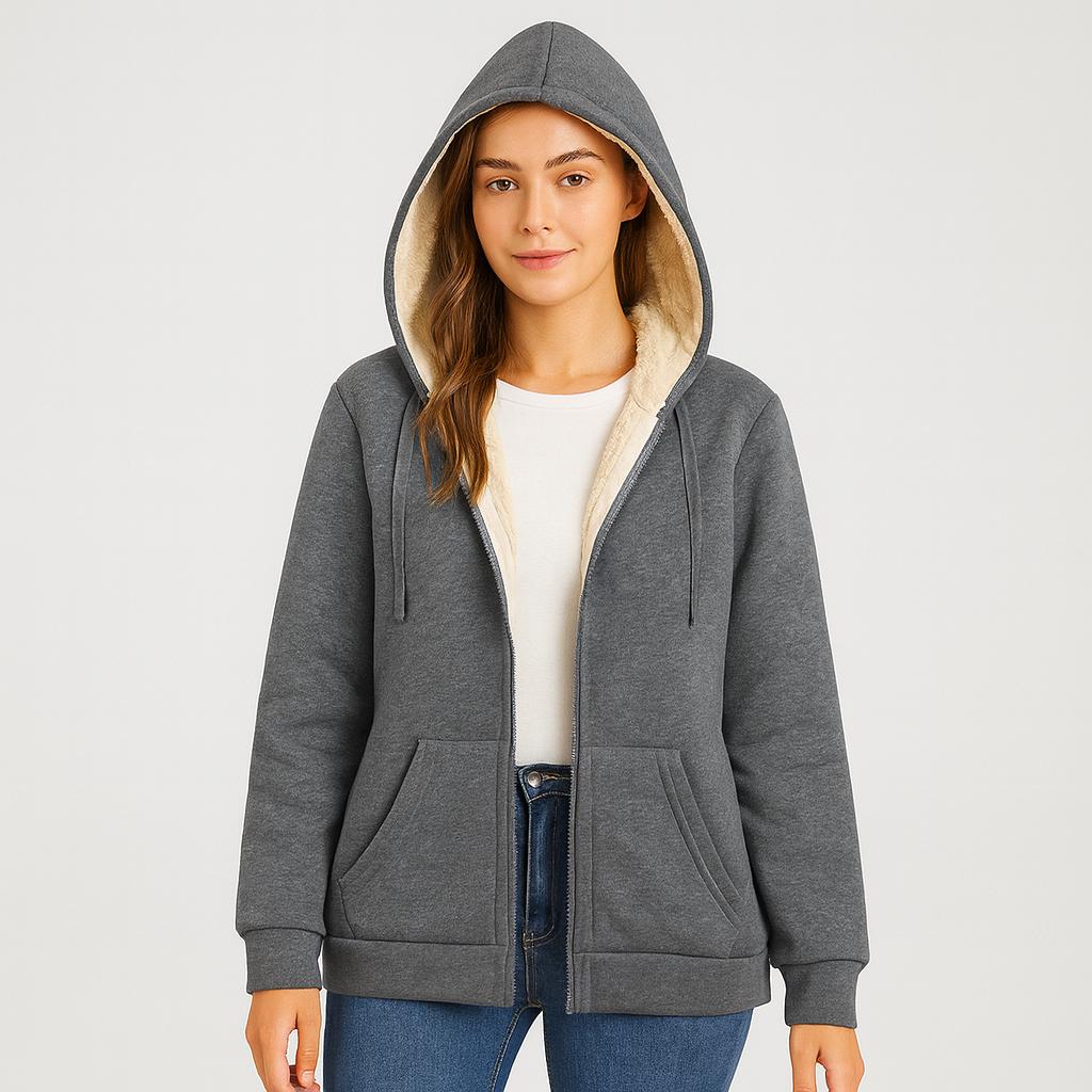 Women’s Sweater Hoodie With Full-Length Zip And Fixed Hood