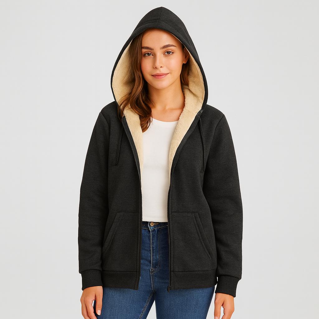 Women’s Sweater Hoodie With Full-Length Zip And Fixed Hood