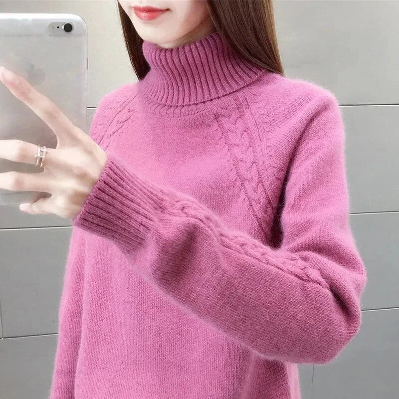 Women’s Turtleneck Jumper With Cable Detailing