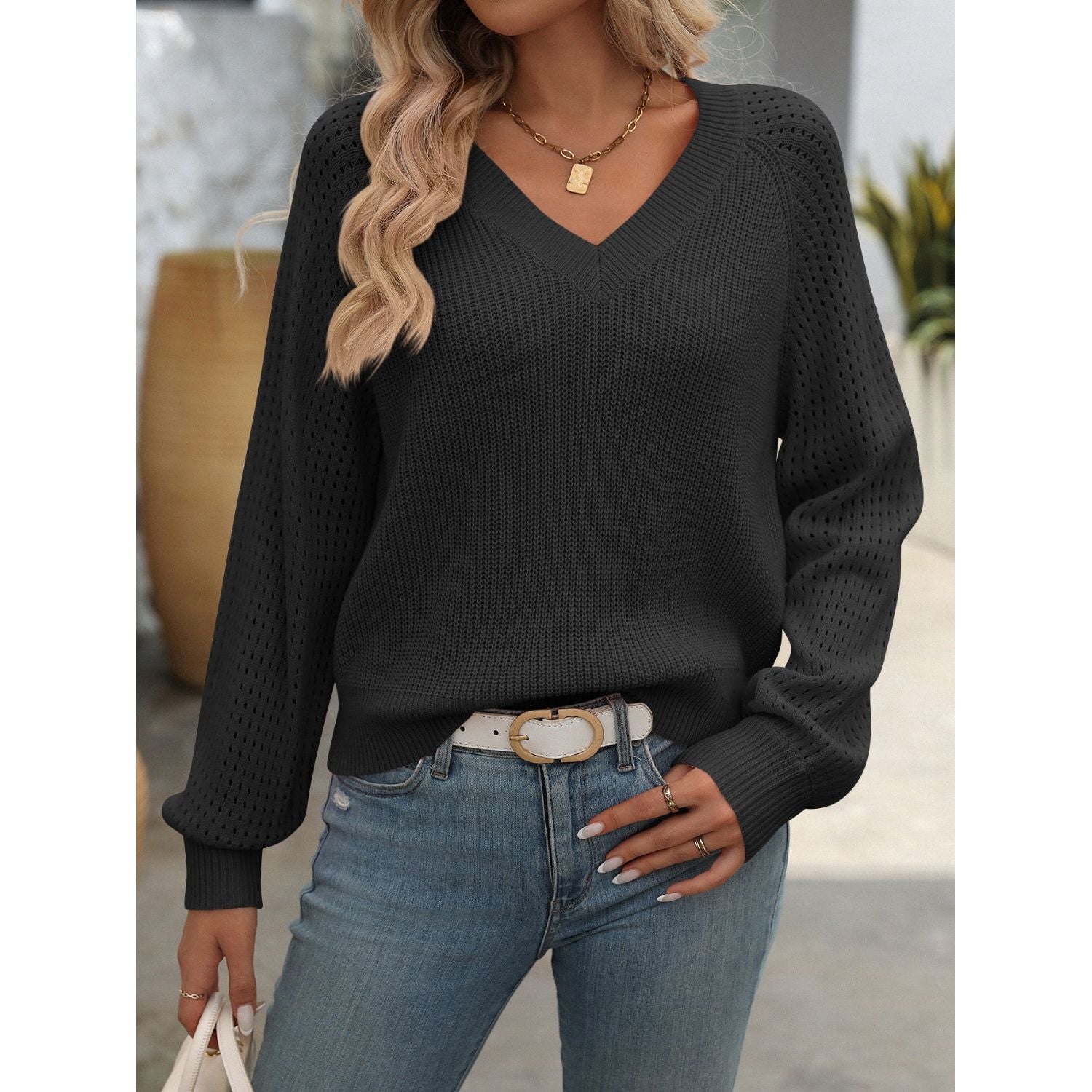 Women’s V-Neck Long Sleeve Sweater