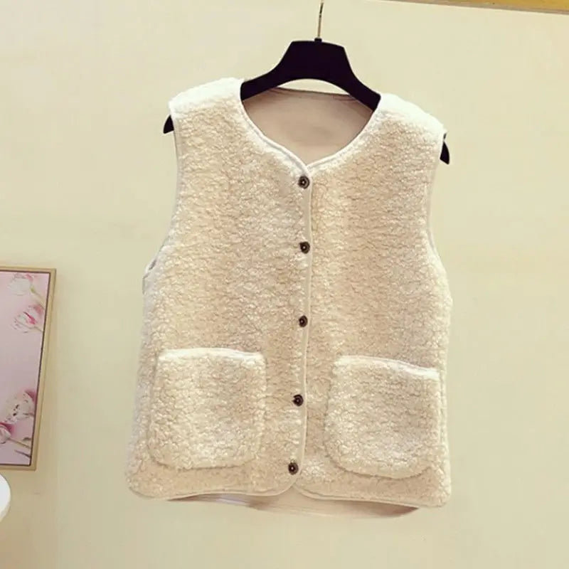 Women's Vest with Button Closure and Pockets