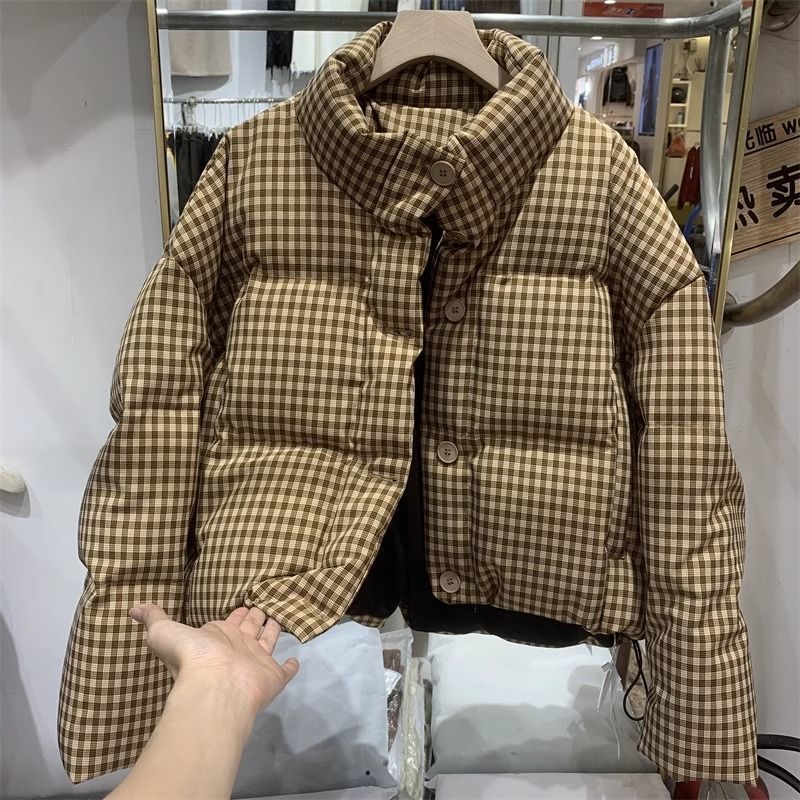 Women’s Winter Crop Puffer Jacket with High Waist and Puff Sleeves