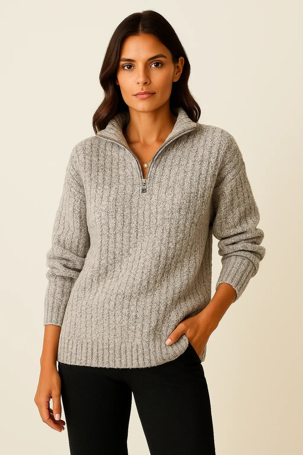 Women’s Half Zip Pullover – Casual Jumper with Long Sleeves 2