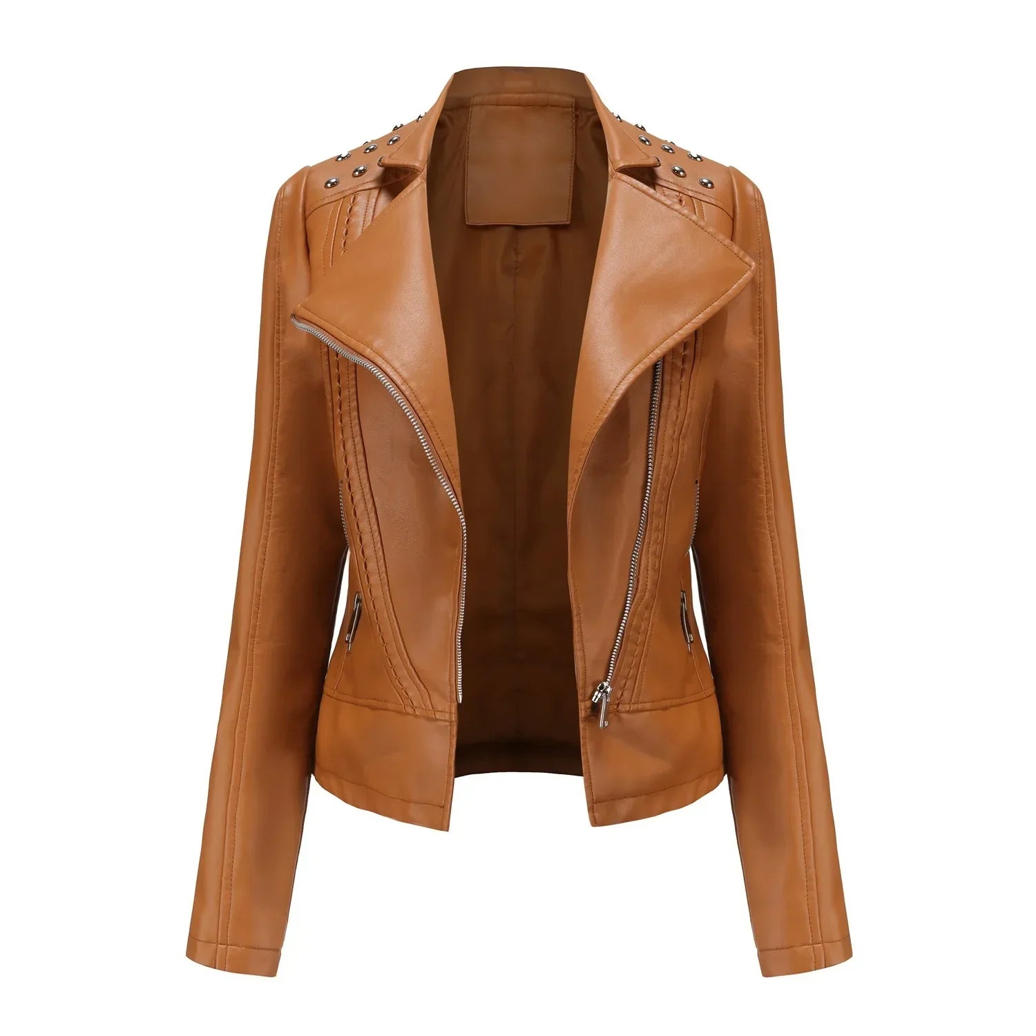 Women’s Jacket with Punk Rivets and Classic Collar