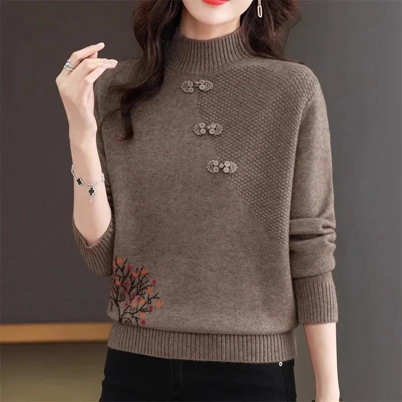 Women’s Turtleneck Sweater With Ribbed Cuffs