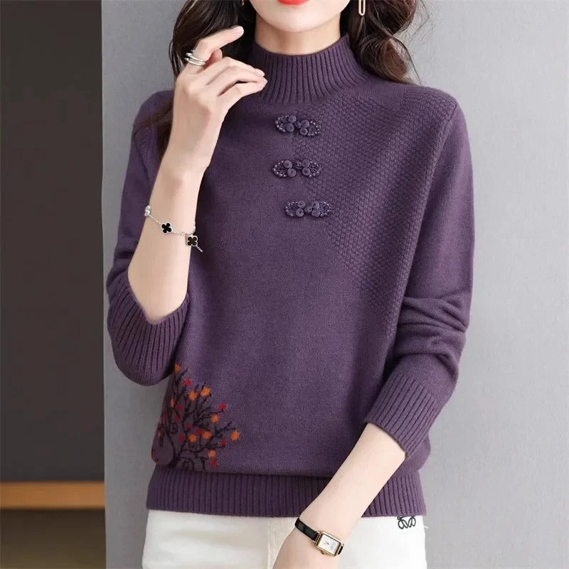 Women’s Turtleneck Sweater With Ribbed Cuffs
