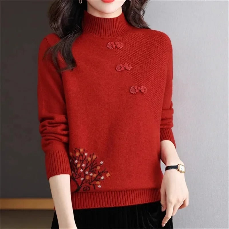 Women’s Turtleneck Sweater With Ribbed Cuffs