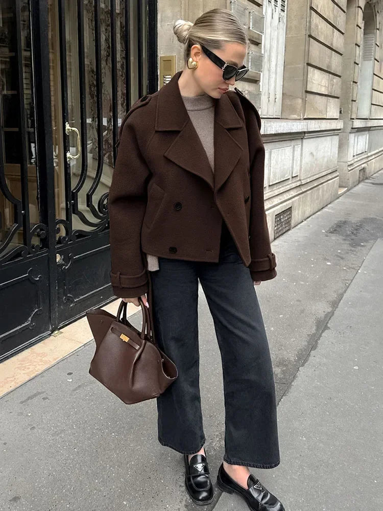 Short Trench-Inspired Coat with Waist Belt