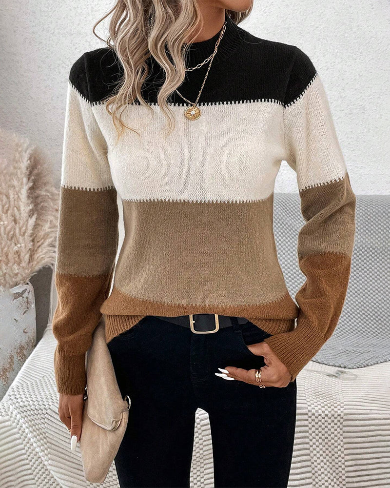 Alessia - High-neck sweater with colourblock design