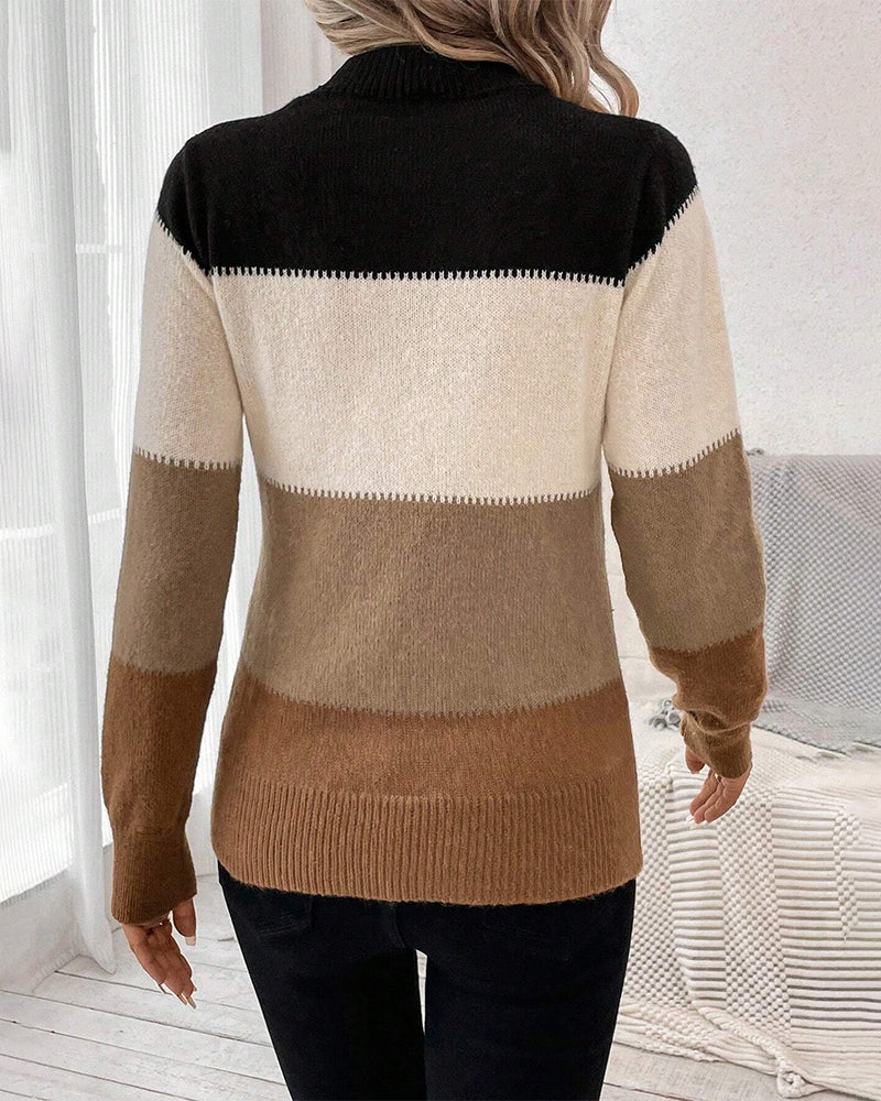 Alessia - High-neck sweater with colourblock design