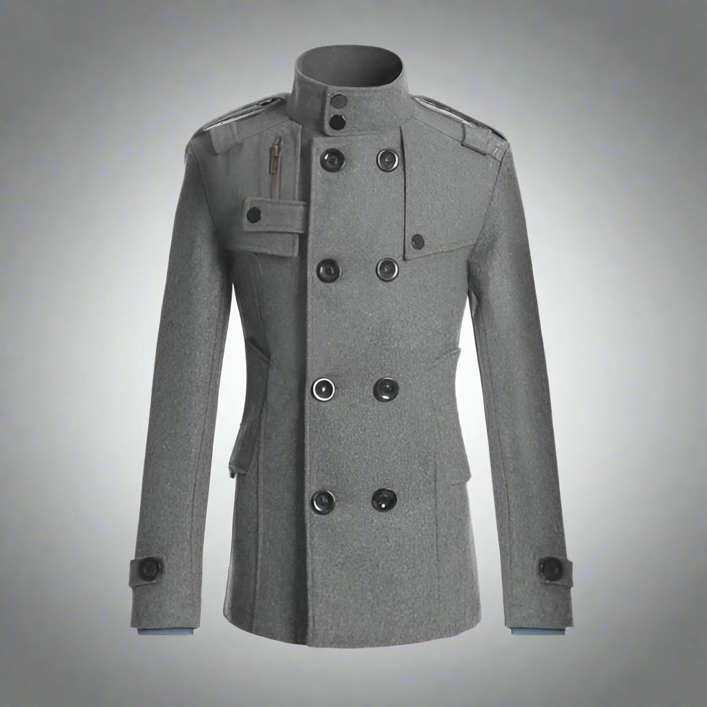 Isaac - Long winter coat for men with high collar