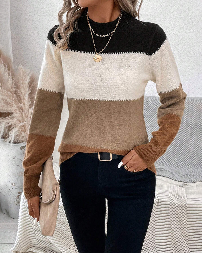 Alessia - High-neck sweater with colourblock design