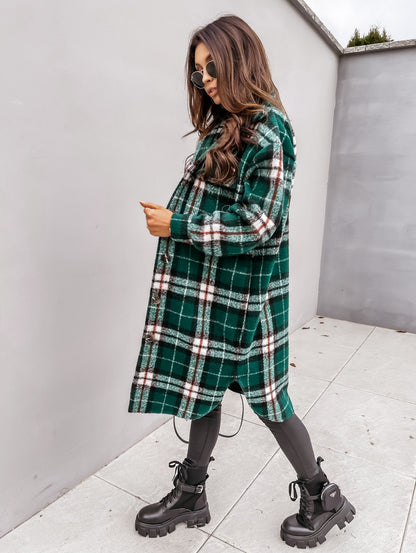 Holly™ - Elegant in a plaid long wool coat