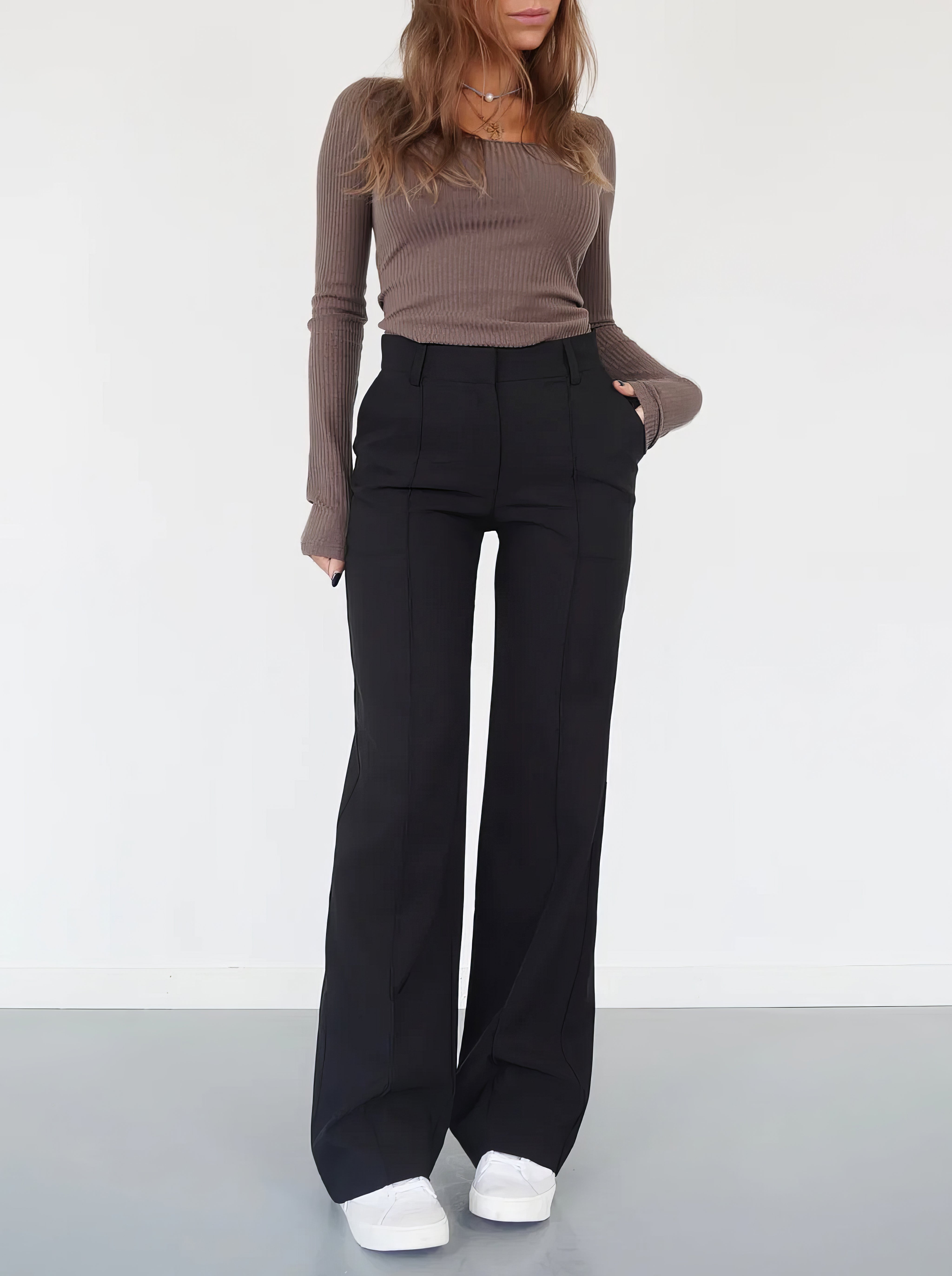 Leovy - Fashionable Women's Wide Leg Trousers