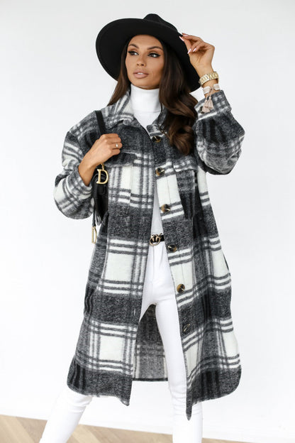 Holly™ - Elegant in a plaid long wool coat