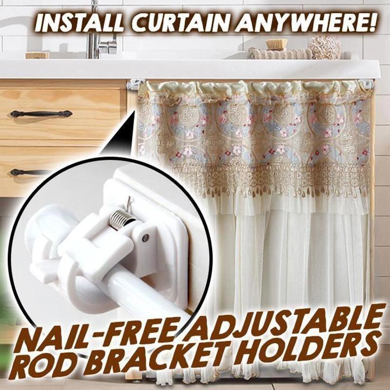 2+2 FREE | Nail-free adjustable rod holders™ - Attach curtain rods effortlessly!