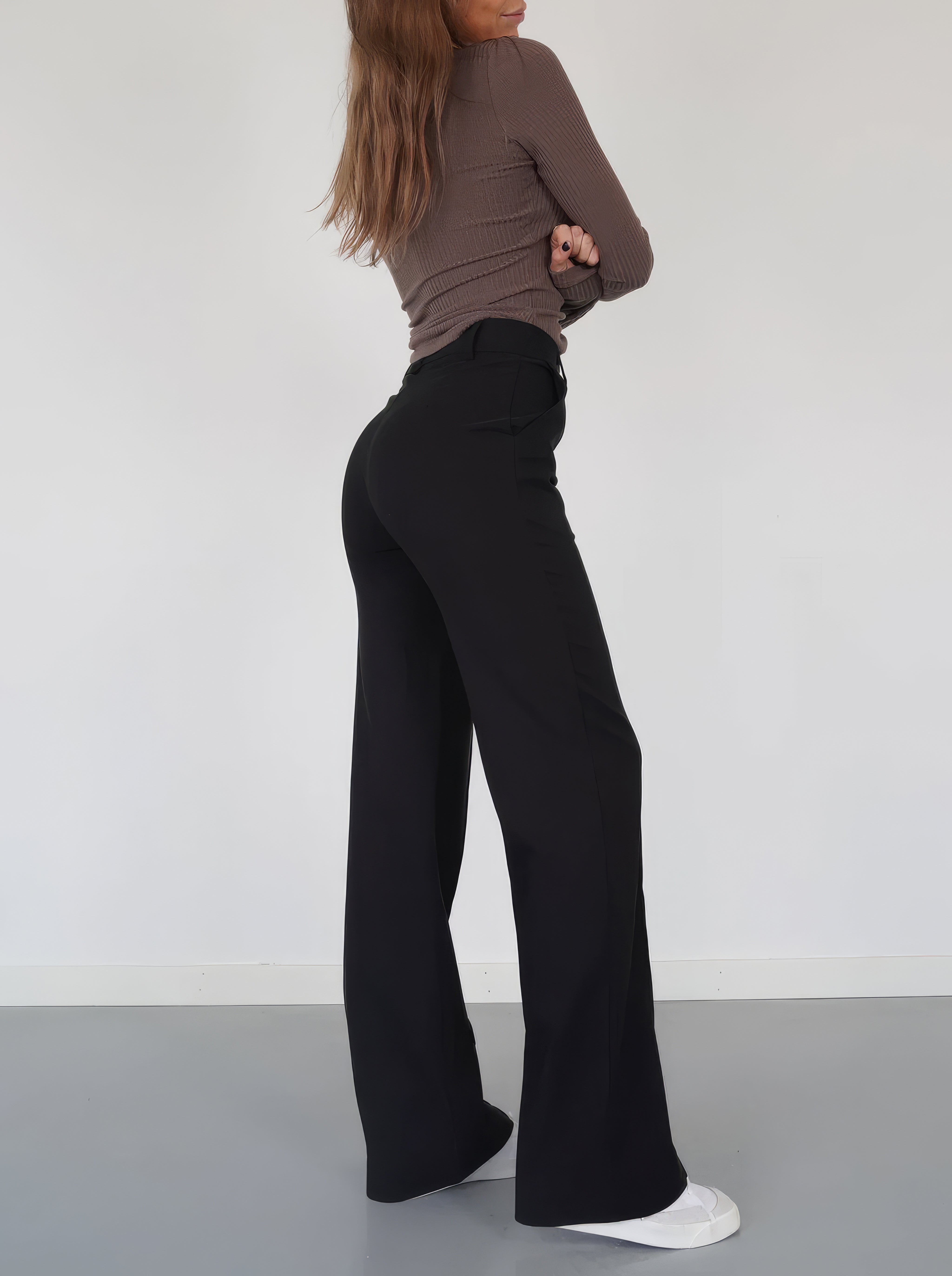 Leovy - Fashionable Women's Wide Leg Trousers