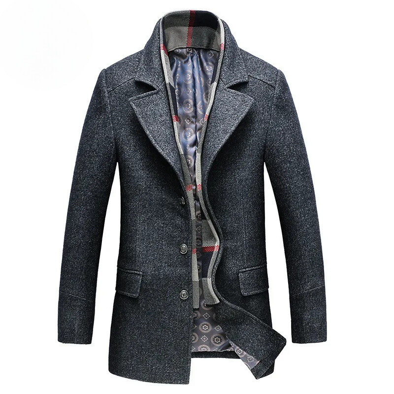 Ezrah - Slim Fit Men's Winter Coat with Button Closure