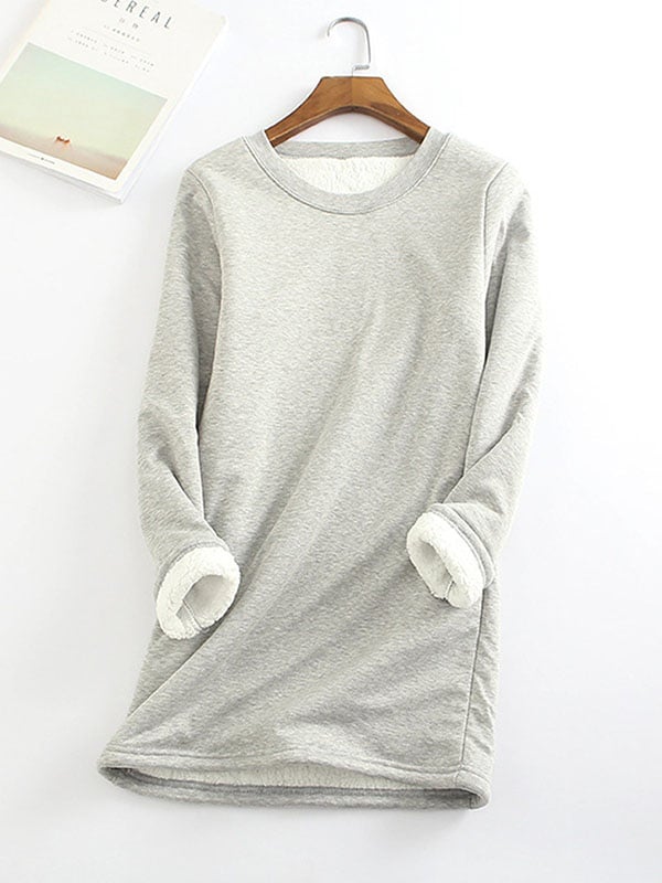 Karla - Women's plain cotton round-neck sweatshirt