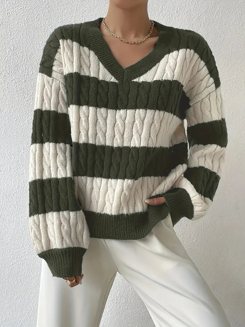 Sarina - Women's V-neck Sweater with Twisted Design